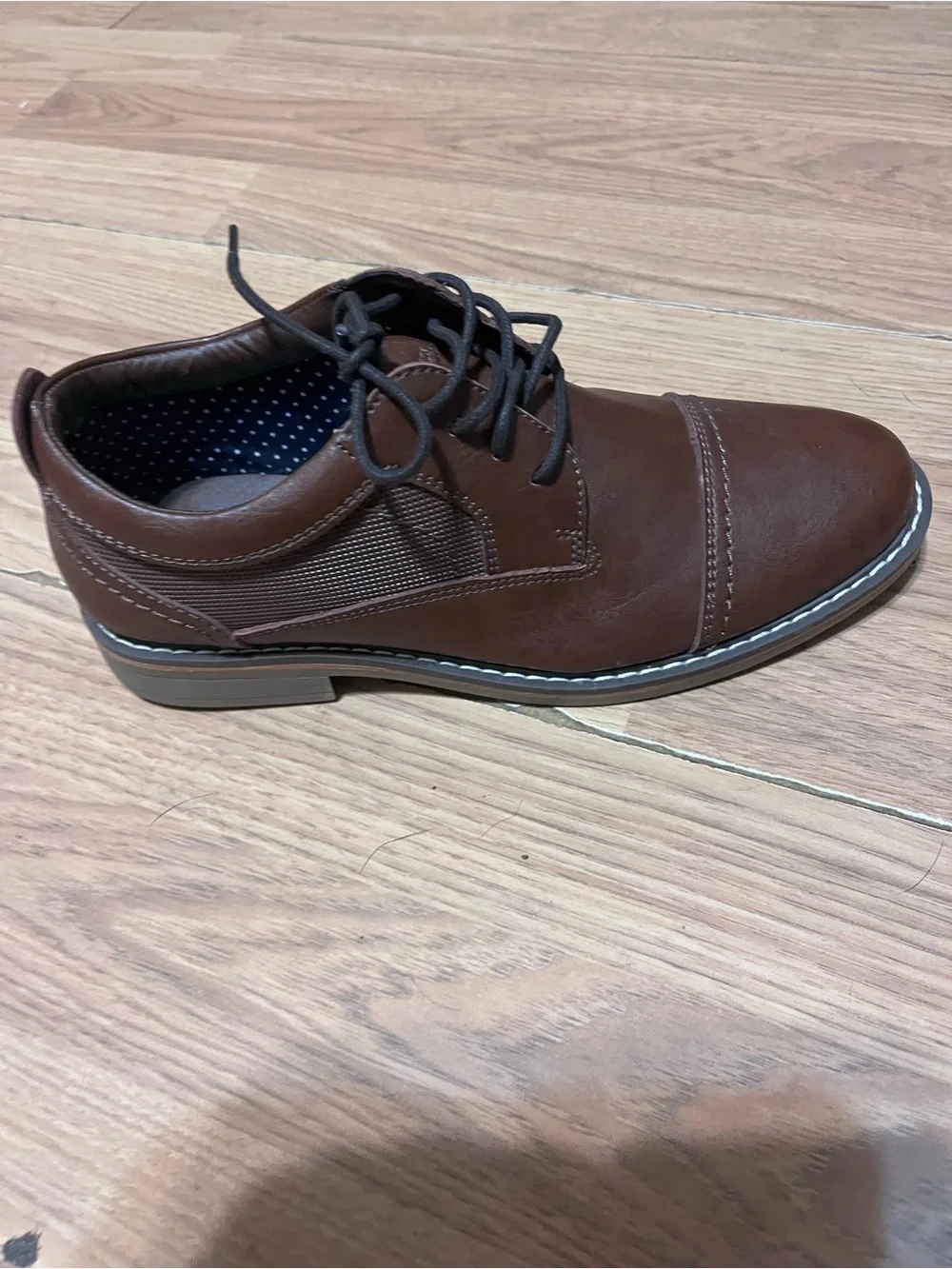 Steve Madden Brown Leather Kids Lace-Up Dress Shoes
